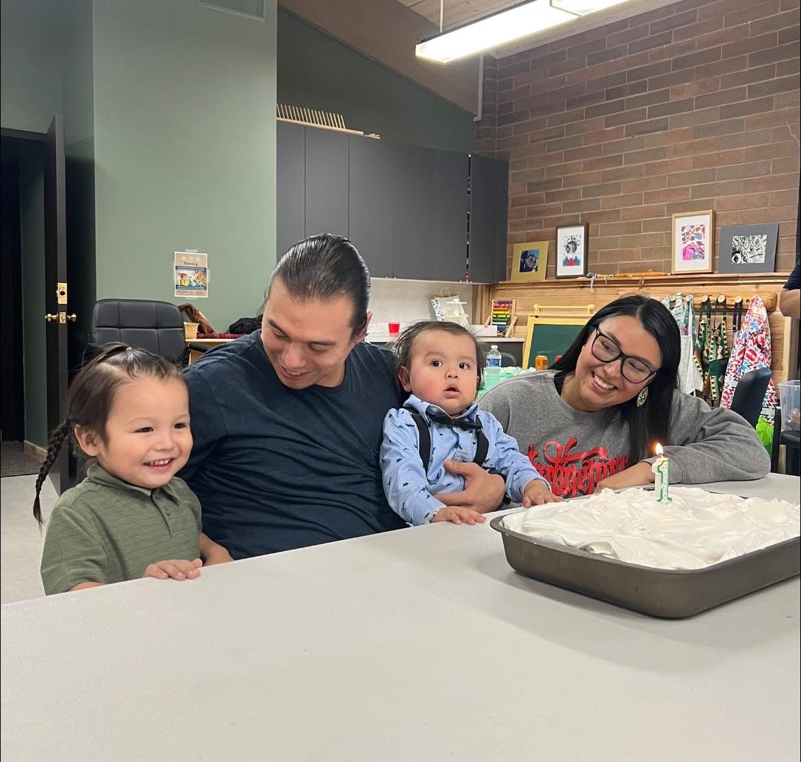 A family photo of Torrie and Wyatt with their two children